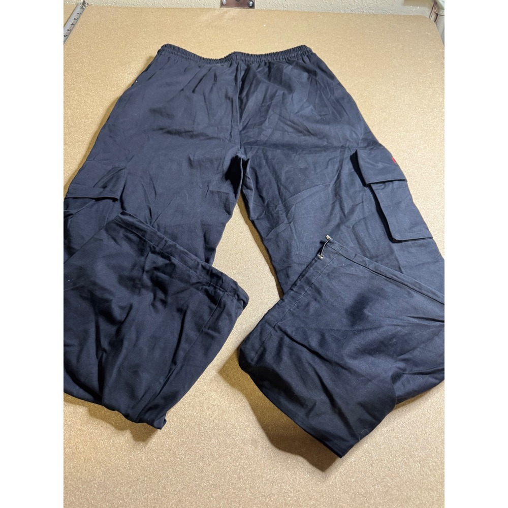 Fendi Roma Black Cotton Cargo Pants Red Logo Embroidered Drawstring Large L $800 - Picture 4 of 10